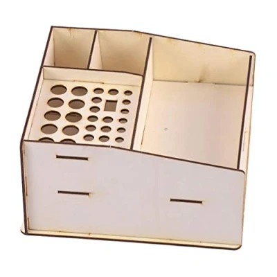 Image of Hellery Wooden Paint Ink Bottles Brush Tools Stand Rack Storage Shelf Holder for Tool