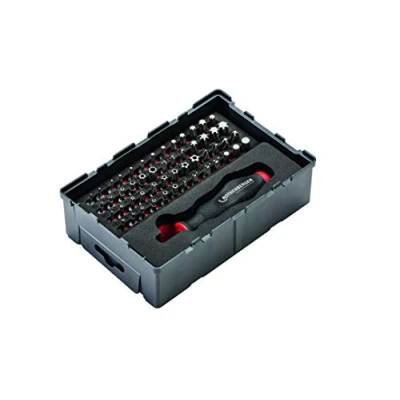 Image of &#039;Rothenberger 1000002181 Safety and Special Bit Set 53 Pieces Tool Box 1/4 for Wall Installations Small Electronics Reusable Robox 9 Different Types of Including Torx &amp; Pentalobe Grey