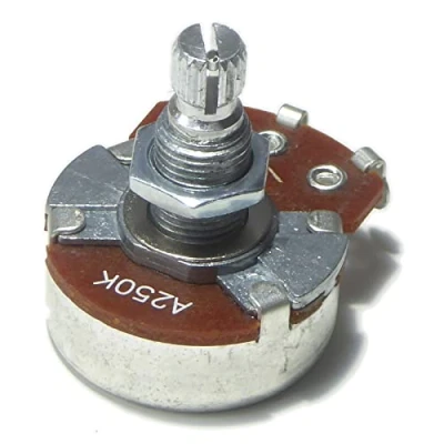 Image of A250K log guitar potentiometer 24mm diameter 18mm shaft tone volume