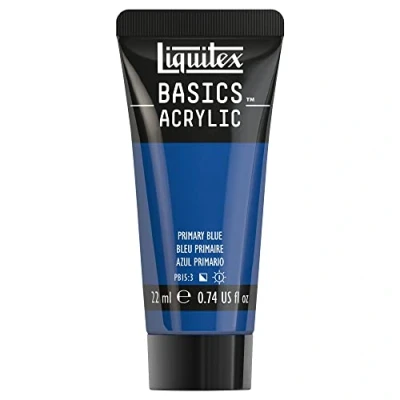 Image of Liquitex 8870475​ Basics Acrylic Paint Primary Blue, 22 ml Tube, Non fading, Waterproof, for Painting and Decorating Wood, Metal, Ceramic, Plastic, Canvas