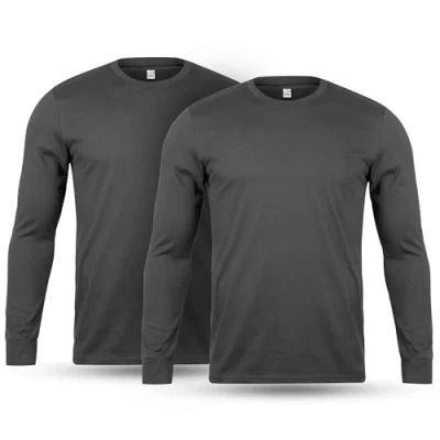 Image of Orbiz Thread Linens 2 Pack Thermal Underwear Mens Full Long Sleeve Vest Top Base Layer Thermals Men Tops Body Warmer Size S XXL Grey