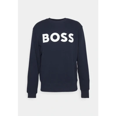 Image of BOSS Mens WeBasicCrew Cotton terry sweatshirt with rubber print logo