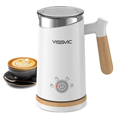 Image of YISSVIC Milk Frother Electric Steamer Automatic Hot or Cold Foam Maker for Capuccino Chocolate Latte