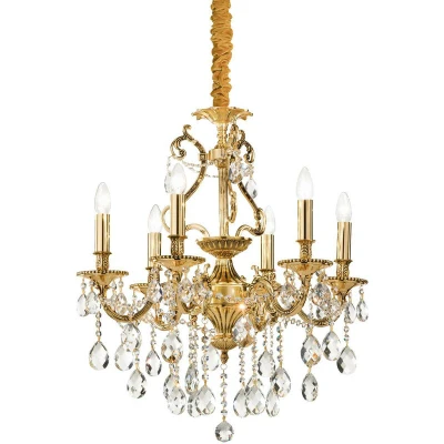 Image of Gioconda 6 Light Crystal Chandelier Antique Gold Finish, E14