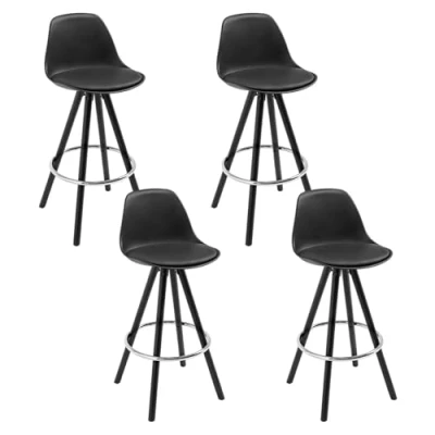 Image of WOLTU Bar Stools Set of 4 pcs Barstools Black Breakfast Kitchen Counter Chairs Wood Leg in Black, BH122sz UK