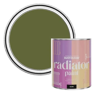 Image of Rust Oleum Green Heat Resistant Radiator Paint in Gloss Finish Jasper 750ml