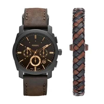 Image of Fossil Men&#039;s Analog Quartz Watch with Leather Calfskin Strap FS5251SET