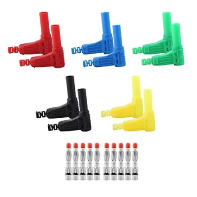 Image of 10pcs P3014 4mm Banana Plug Safety Sealing Protection Shrouded 90 Degree Right Angle DIY Self assembly Solder Type