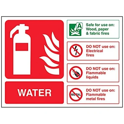 Image of V Safety Water Id Fire Extinguisher Sign 200mm x 150mm 1mm Rigid Plastic