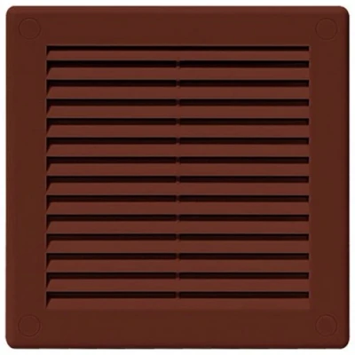 Image of Awenta Plastic Air Vent Grille Cover 150x150mm 6x6 inch, Brown with Insect Grid Fly Net, Screw Hole Covers for Better Look