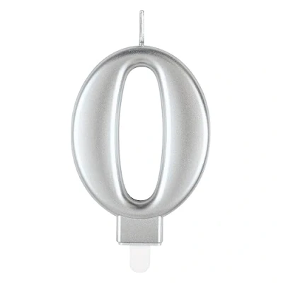 Image of Unique 19590 Birthday Candle 8 cm Metallic Silver Colour 1 Count (Pack of 1)