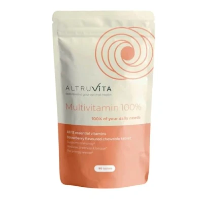 Image of Altruvita Multivitamin 100% Chewable Strawberry Flavour, 90 Tablets, 13 Essential Vitamins, Immune Support, Energy Boost, Fatigue Reduction
