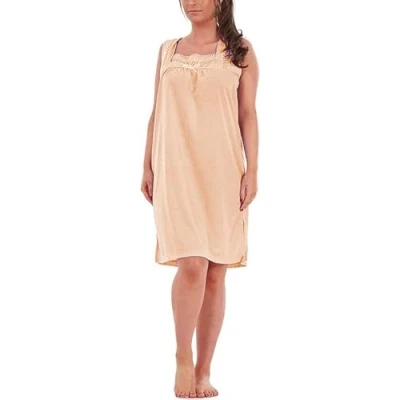 Image of i Smalls Ladies Sleeveless Plain Rich Soft Cotton Nightshirt Nightie (M) Peach
