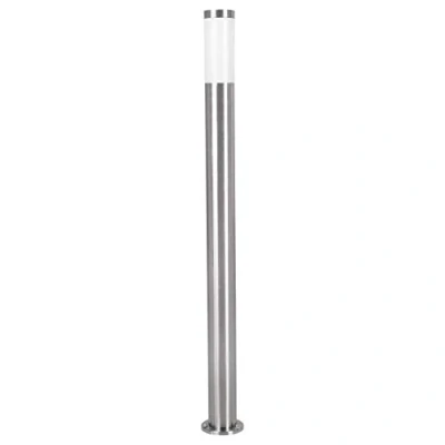 Image of EGLO Outdoor lamp post Helsinki, outside bollard light, electric garden and driveway lighting made of stainless steel plastic, silver, white, E27 socket, IP44