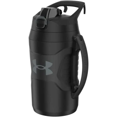 Image of Under Armour Playmaker Sport Jug, Water Bottle with Handle, Foam Insulated &amp; Leak Resistant, 64oz, Black/Black
