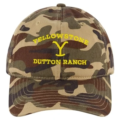Image of Concept One Unisex&#039;s Yellowstone Baseball Hat, Adjustable Snapback Cotton Ball Cap with Curved Brim, Camo, Size