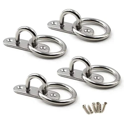 Image of M8 Ceiling Hook Pad Eye Plate 304 Stainless Steel Wall Mount Heavy Duty for Hanging (Pack of 4,Screws Included)