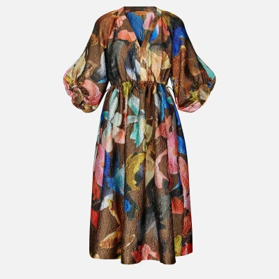 Image of Stine Goya Three Quarter Sleeve MIDI Dress Day dress, Women&#039;s, Size: Medium, Aquarelle garden