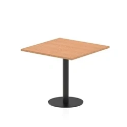 Image of Italia 800mm Poseur Square Table Oak Top 720mm High Black Leg