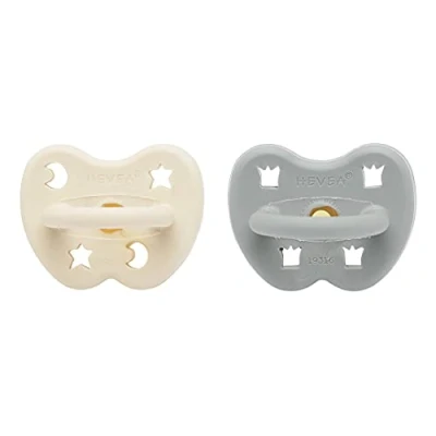 Image of Natural Rubber Dummy Pacifier Orthodontic 3 36 Months Two Pack Milky White &amp; Gorgeous Grey