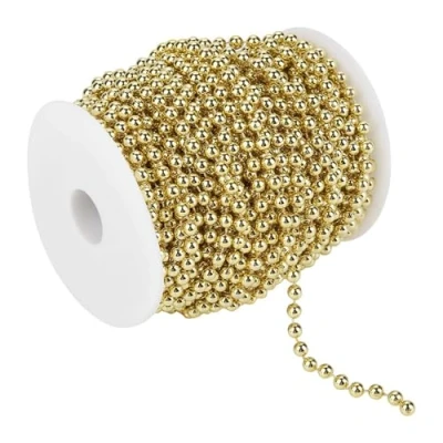 Image of 6mm 25m Bead Roll Electroplating Faux Pearl Wire Beads Garland String of Decorative Gold for DIY Wedding Party Decoration 6mm(Gold)