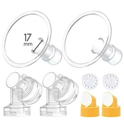 Image of Maymom 17 mm 2X Two Piece Breastshield, Base Connector w/Valve and Membrane Compatible with Medela Breast Pumps; Small Shield (17mm)