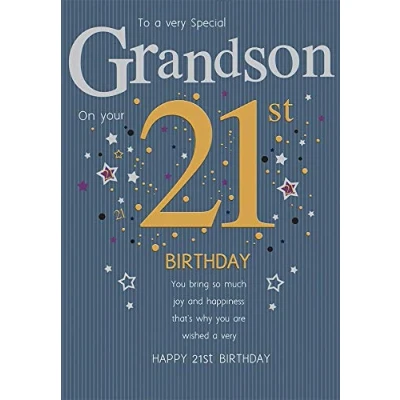 Image of Piccadilly Greetings Group Ltd STUNNING TOP RANGE A VERY SPECIAL GRANDSON ON YOUR 21ST BIRTHDAY GREETING CARD, blue, 10 x 7