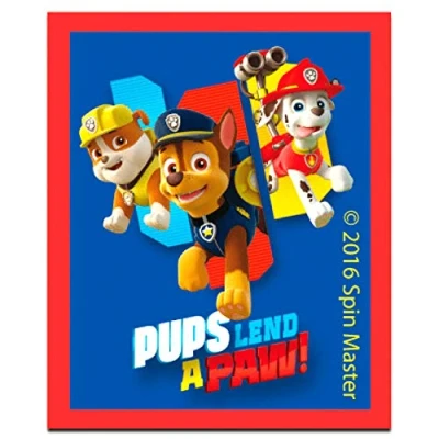 Image of Iron on Patches PAW Patrol &#039;Pups lend a Paw&#039; Blue 5,3 x 6,5 cm 2016 Spin Master Productions Inc. Application Embroided Patch Badges