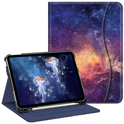 Image of FINTIE Case Compatible with iPad 10th Generation (2022) 10.9 Inch, Multi Angle Viewing Protective Stand Cover Pencil Holder &amp; Pocket, Auto Sleep/Wake, Galaxy