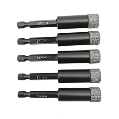 Image of SHDIATOOL Diamond Drill Bits 5PK 14mm Hex Shank Quick Change for Porcelain Tile Ceramic Marble
