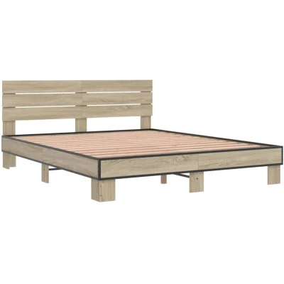 Image of vidaXL Bed Frame without Mattress Sonoma Oak 150x200 cm King Size