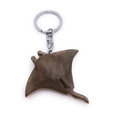 Image of H Customs Stingray Skate Fish Platt Wood Noble Handmade Keychain Pendant