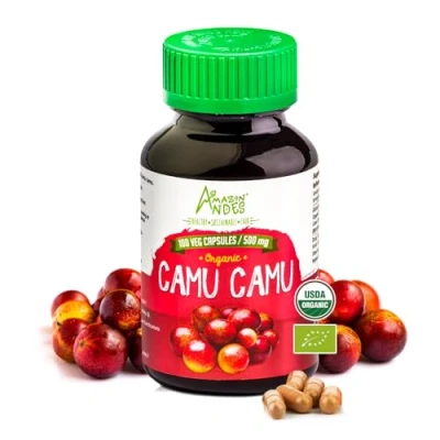 Image of Camu Capsules l Powerful Vitamin C Source Immune System Booster Organic and Fairtrade Certified 100 Vegan Pills 1500mg per Serving Non GMO Gluten Free Amazon Andes