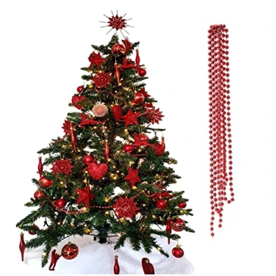 Image of 3m Bead Garland Luxury Christmas Tree &amp; Room Decoration 8mm Chain (Red)
