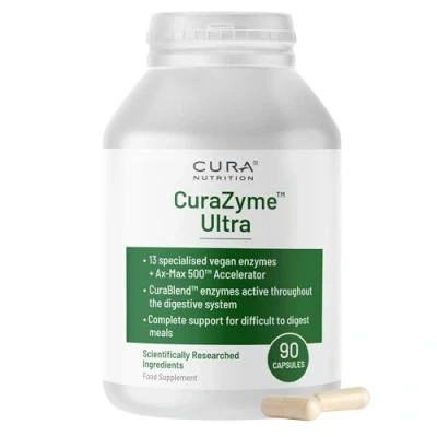 Image of CURA NUTRITION CuraZyme Ultra (90 Capsules) for Sensitive Stomachs, Nutrient Supplements,Advanced Digestive Enzymes Supplement Blend, Gut Health Supplement, Easy Digest, Digestion Relief