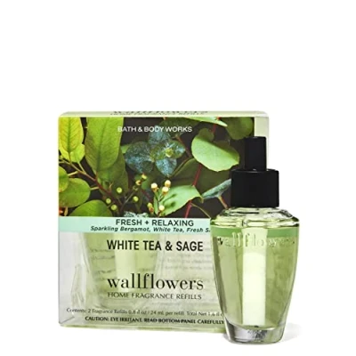 Image of Wallflowers Bath Body Works Fragrance Refill Bulb 2 Pack White Tea &amp; Sage