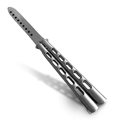 Image of Aosiley butterfly Trainer Knife,All stainless steel practice knife comb for Training(Silver)…