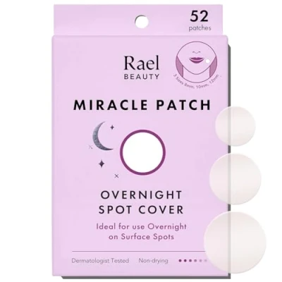 Image of Rael Pimple Patches, Miracle Overnight Spot Cover Korean Skincare, Hydrocolloid Acne Patch, Thicker &amp; Extra Adhesion, 3 Sizes (52 Count)