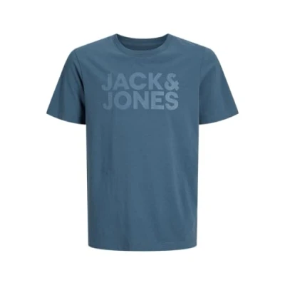 Image of Jack &amp; Jones Junior Jjecorp LOGO TEE Oneck Print Tshirt for kids, Size: 12y, Oceanview