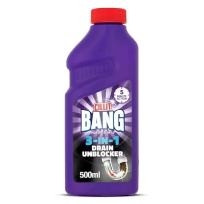 Image of Cillit Bang Power Cleaner Drain Unblocker Kit tool &amp; Gel 500ml Per Bottle Pack of 4 x