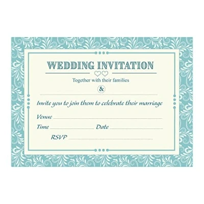 Image of Artstore Classic Blue Wedding Day Invitations White Envelopes Pack Of 15