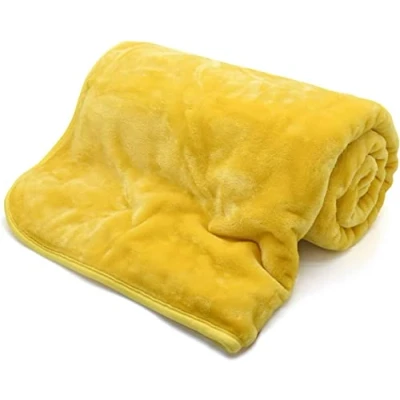Image of Night Zone Luxury Faux Fur Mink Fleece Throw Over Sofa Bed Soft Warm Blanket (Ochre, Double (150 x 200 cm))