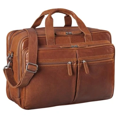 Image of STILORD &#039;Gigantus&#039; XXL Briefcase Leather Laptop Bag 17.3 inch to 19 Geuine Cowhide Leather, Colour:maraska Brown
