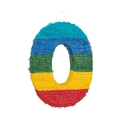 Image of Number 0 Pinata (37cm x 53cm) Vibrant Multicolor Party Essential Perfect for Kids Birthday Celebrations &amp; Festivities 1 Pc