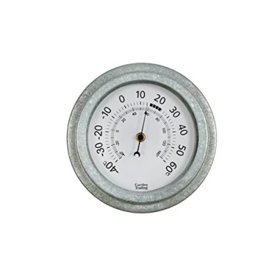 Image of CKB LTD® Vintage Outdoor Wall Garden Thermometer Indoors and Made with Weatherproof Galvanised Steel Traditional Analogue Dial Display Mounted ideal for a Patio Greenhouse Office