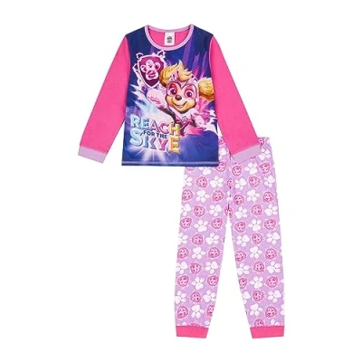 Image of Paw Patrol Girls Pyjamas, Skye Pjs, Official Mighty Movie Merchandise 18 24 Months Pink