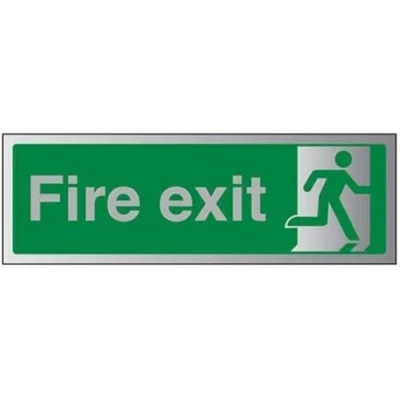 Image of V Safety Fire Exit Final Man Right Sign 450mm x 150mm 1.6mm Alu Rigid Plastic