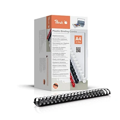 Image of Peach PB450 02 Plastic Binding Combs A4 50 mm 500 Sheets Pack of Black