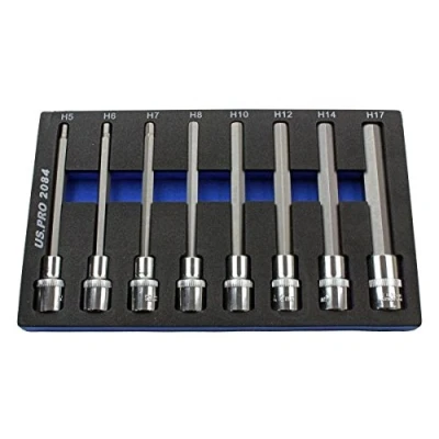 Image of US PRO 8pc 1/2Dr 140mm Long Hex Bits Sockets Key Set Allen 5 17mm 2084
