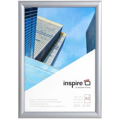 Image of Inspire by Hampton Snap A3 (30x42cm) Silver Frame Acrylic (Non Glass) Front IBH SNAPA3S 1PK